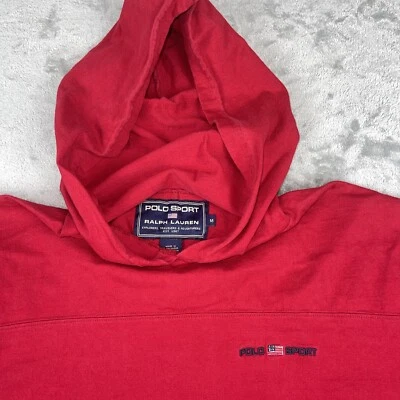 Sudadera con Capucha Vintage Años 90 Polo Deportivo Ralph Lauren Bandera Roja Para Hombre Talla M Usada en Excelente Condición Foto 1 de 4