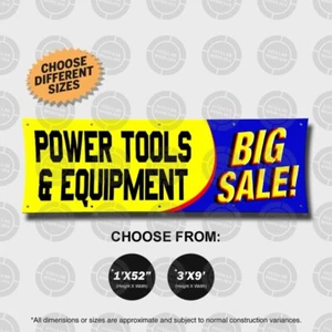 POWER TOOLS EQUIPMENT BIG SALE Banner Sign Open Display Wall Drills Clearance - Picture 1 of 4