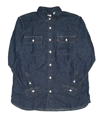 $79.50 LEVI'S JACKSON WORKWEAR RELAXED FIT COTTON HEMP BLUE DENIM SHIRT Medium - Image 1 of 4