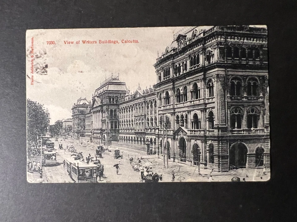 1908 British India RPPC Postcard Cover to Moscow Russia Calcutta Buildings - Image 1 of 2