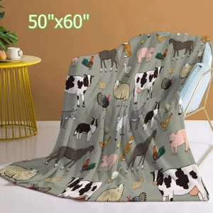 Various Animals Blanket Soft Pig Horse Durable Comfortable Blanket Gift 50"x60" - Picture 1 of 11