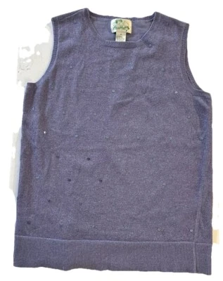 Quacker Factory Sweater Vest Womens M Lavender Sequins SPARKLY METALLIC! - Image 1 of 4