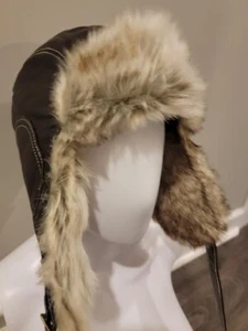 BOEING TOTEM BOMBER HAT Lambskin Leather Faux Fur Aviator NEW With Tags - Picture 1 of 17