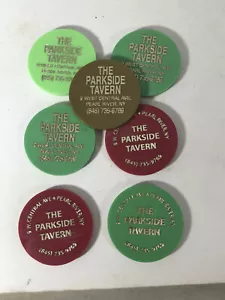 Complete Set of 7 Drink Chits Tokens - The Parkside Tavern - Pearl River, NY - Picture 1 of 2
