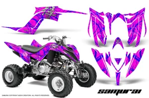YAMAHA RAPTOR 700 2013-2021 GRAPHICS KIT CREATORX DECALS SAMURAI BLUE-PINK - Imagen 1 de 1