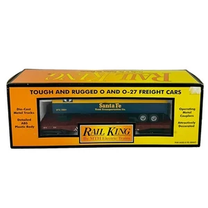 MTH O Gauge Rail King Santa Fe Flat Car w/ Trailer 30-7679 - Picture 1 of 12