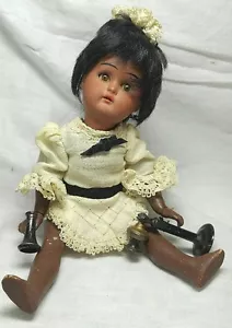 Antiguo 8" Simon & Halbig Bisque Negro Miniatura Muñeca Ropa Cuerpo Metal Teléfono - Imagen 1 de 12