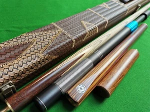 Handgefertigtes 4-teiliges Ash Snooker/Pool Queue Set mit Rosenholz Hintern + Etui + Erweiterungen - Bild 1 von 6