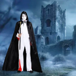 Halloween Adult Hooded Cape Robe Cloak Vampire Dress up Cosplay Costume Party - Picture 1 of 17