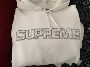SUPREME Perforated Leather Baseball White EUC M Medium - Picture 1 of 9
