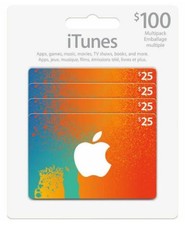 Canadian iTunes Cards 4X$25 $100 total value FAST Delivery!! PLAY RUSH WARS!!!