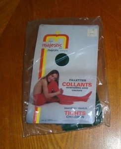 Girl's VTG 1970s Dark Green Tights Seamless Knit Sz 4-6 Years 39-52 Lbs NIP - Picture 1 of 5