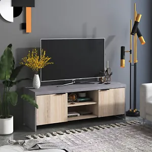 Modern TV Cabinet Stand Unit Wooden Media Storage Space Shelves W/ Doors Drawer - Picture 1 of 11