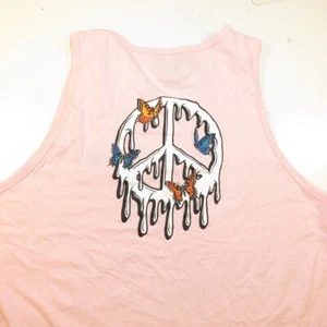 WXYZ PEACE SIGN BUTTERFLY DRIP DRIPPY STREETWEAR TANK TOP T SHIRT Mens L Pink - Bild 1 von 4