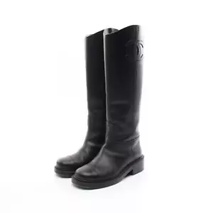 CHANEL COCO Mark lange Stiefel Schuhe #35 G45433 Leder schwarz gebraucht - Bild 1 von 12