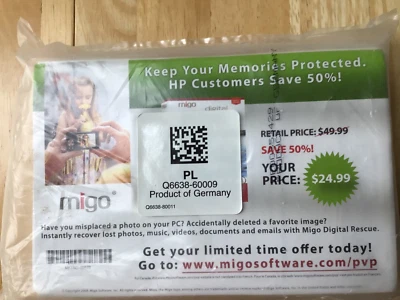 Migo HP Printable Photo Paper PL Q6638-60009 150 Sheets 4 X 6” New, German made - Image 1 of 4