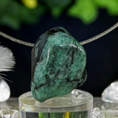 Natürlicher Smaragd Anhänger freeform gebohrt 31 mm 12,8 g Brasilien - Bild 1 von 4