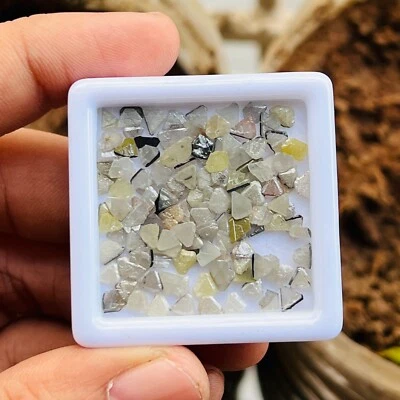 17 Pcs Natural Loose Rough 1 Ct Silver Yellow Slice Triangle Shape Raw Diamond - Image 1 of 4