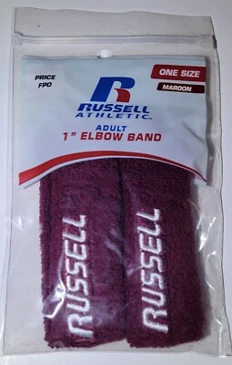 "Par de coderas Russell Athletics para adultos de 1"" granate que absorbe la humedad Pickleball" Foto 1 de 4