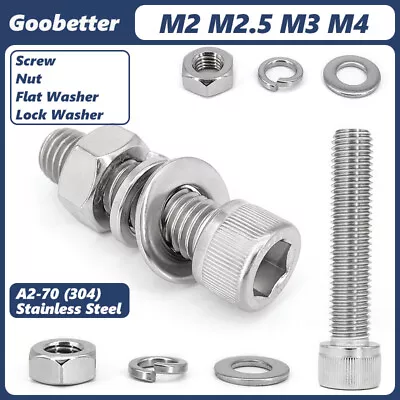 Zylinderkopf Innensechskantschrauben Mutter Unterlegscheibe DIN912 M2 M2.5 M3 M4 - Bild 1 von 4