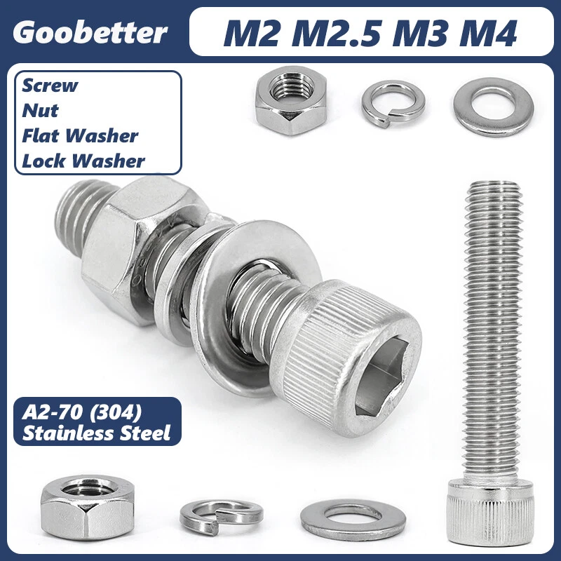 Zylinderkopf Innensechskantschrauben Mutter Unterlegscheibe DIN912 M2 M2.5 M3 M4 - Bild 1 von 4