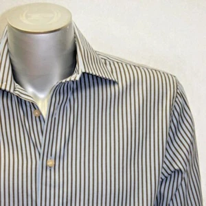 Men's Rufus Bronze | Lt.Blue Pinstripe Long Sleeve Button Down Shirt NWT - Picture 1 of 4