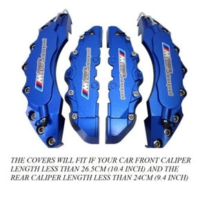 BIG & MEDIUM DARK BLUE CAR BRAKE CALIPER COVERS BMW MOTORSPORT LOGO 4PCS FIT BMW - Picture 1 of 9