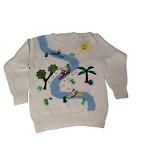 Women's Vintage Small/Medium 80s Kayak Sweater With Embroidery 3d designs