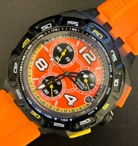 Swatch Chronograph Uhr 43mm Sun Down SUIM400 Orange Schwarz - Bild 1 von 3