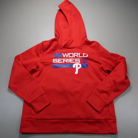 Philadelphia Philles Hoodie Womens Large Red Sweatshirt Nike 2022 World Series Cover