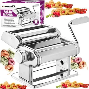 PASTA MAKER SPAGHETTY ROLLER LASAGNE CUTTER MACHINE NOODLE PRESS DIY 9 SETTINGS - Picture 1 of 8