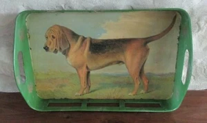 BANDEJA de exhibición/para servir perro de caza de metal verde granja/cabina primitiva*¡NUEVA! - Imagen 1 de 4