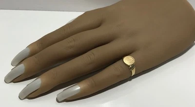 14K Yellow Gold Engraved Initial W Signet Pinky or Kids Ring Size 4 - Image 1 of 4