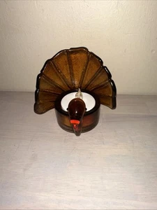 Tealight de pavo de vidrio, acción de gracias, decoración, único - Imagen 1 de 6