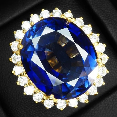 Preciosos anillos de plata de ley 925 de 30,10 quilates de tanzanita azul real, regalo de Navidad Foto 1 de 4