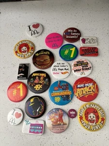 Vintage McDonald’s Pinbacks Transformers Muppets McRib Pizza Mona Lisa - Picture 1 of 24