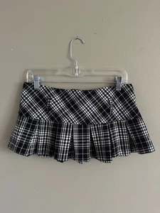 Vintage Y2K Charlotte Russe Low Waist Pleated Micro Mini Skirt Womens M Plaid - Picture 1 of 8