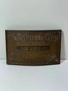 WELLS FARGO & CO. EXPRESS LOS ANGELES CALIFORNIA TIFFANY & CO. HEBILLA DE CINTURÓN DE LATÓN - Imagen 1 de 6