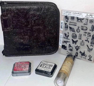 Tim Holtz Binder Stamp Storage Rubber Stamp Set Distress Ink Pad Bundle  - Image 1 of 4