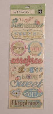 All Occasion Words Adhesive Chipboard Scrapbooking Stickers By K&Company RARE - Image 1 of 3