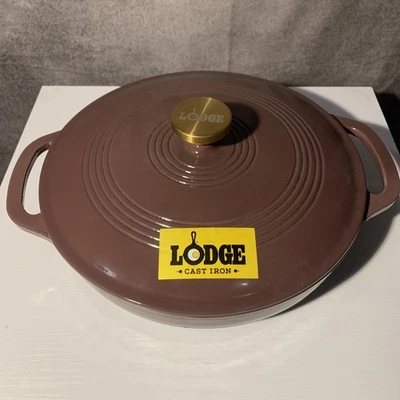 Lodge XL 3.6 Quart Enameled Cast Iron Casserole With Lid –Dual Handles Mauve NEW - Image 1 of 4