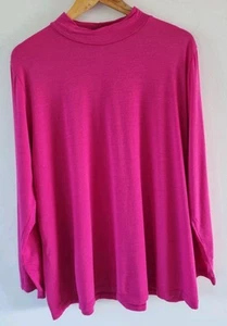 VIRTUELLE Magenta Long Sleeve High Neck Wool Bamboo Blend Top Sz M EUC - Picture 1 of 5
