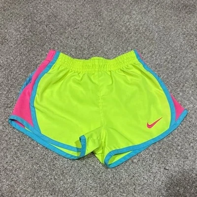 Nike Girls Dri-Fit Tempo Shorts Neon Green/Pink Trim Size Small - Image 1 of 4