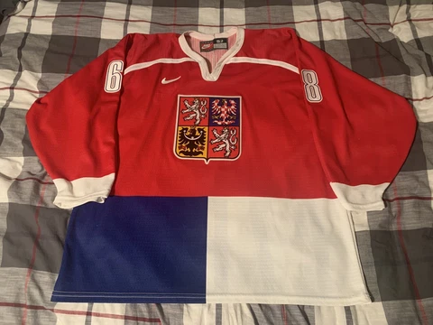 Nike 1998 Olympics Czech Republic Jaromir Jagr Hockey Jersey Size 52 Cover