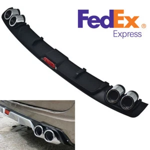 Car Rear Bumper Diffuser Lip Spoiler Canard Silver Plastic With Tail Brake Light - Picture 1 of 12