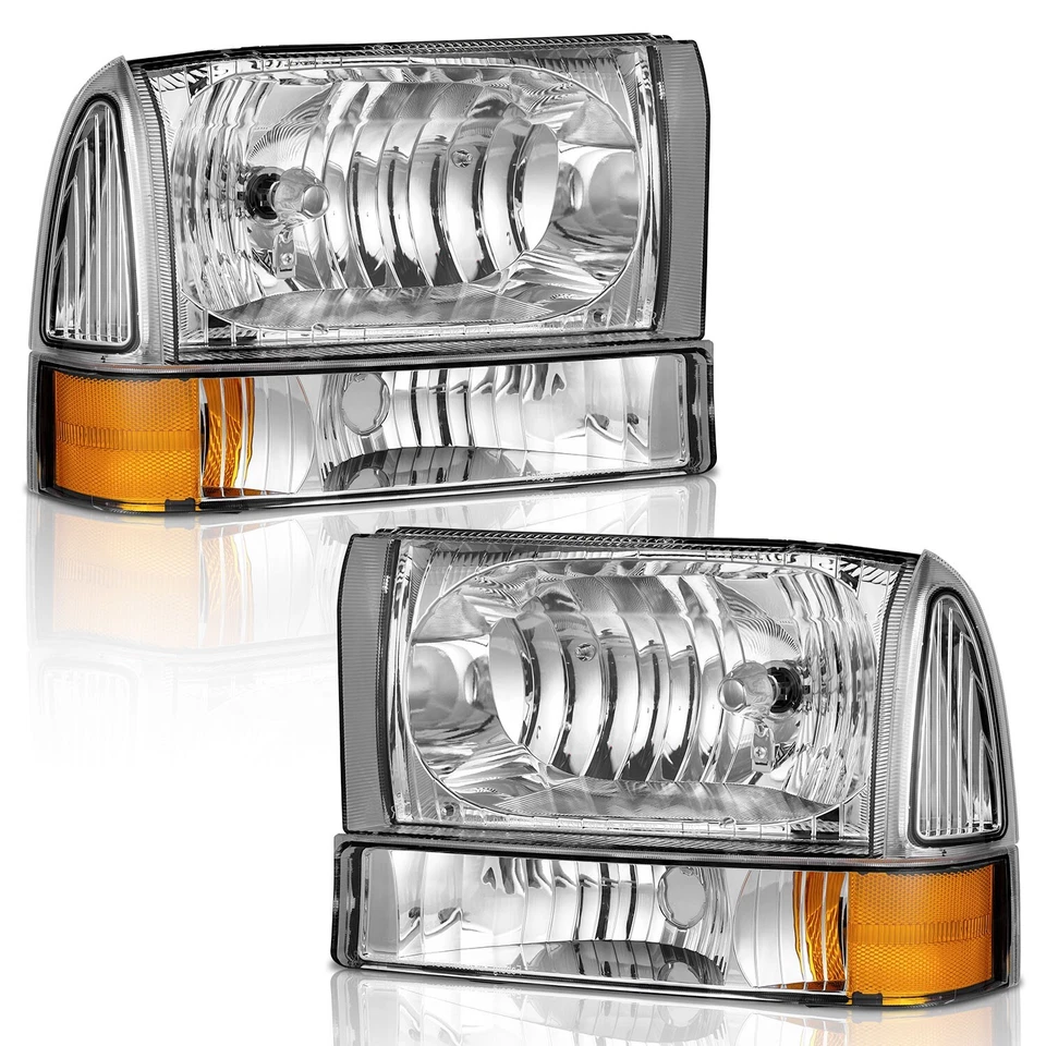 Pair Headlights For 1999-2004 Ford F250 F350 F450 Super Duty 00-04 Excursion - Image 1 of 4