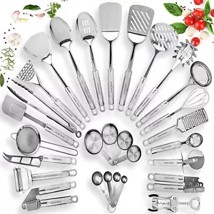 HOME HERO Stainless Steel Kitchen Utensil Set - 29 Cooking Utensils - Nonstic... - Picture 1 of 6