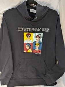 Japanese Adventures Graphic Black Teens Pullover Hoodie Size Large Anime-Koaj - Picture 1 of 14