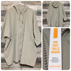 Lucy giacca oversize con cappuccio e zip intera donna taglia unica marrone beige coulisse F9 - Foto 1 di 9
