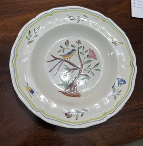Darios Longchamp Bowl, (Bird Motif) Hand-painted France 8 3/4”. Vintage Flowers - Picture 1 of 20